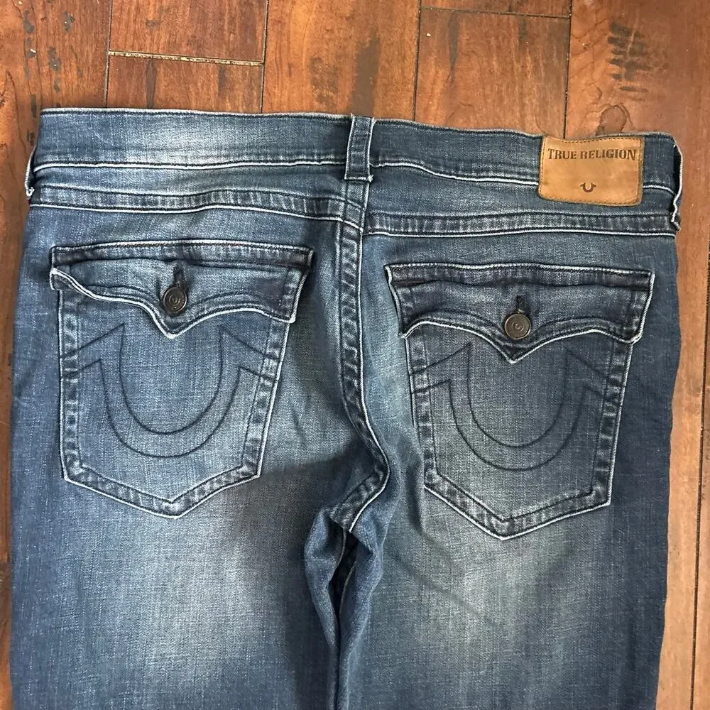True Religion Geno Jeans Mens 40x32 Blue Relaxed Slim Denim Faded Washed Y2K